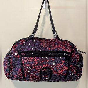 Kipling Gorilla Girlz Duffle Bag Tote Nylon Weekender Travel Colorful Polka Dots